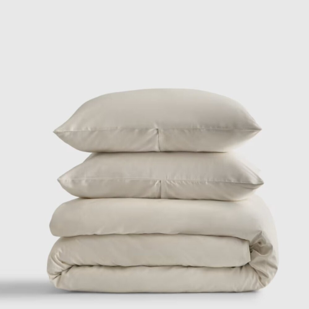 NWT QUINCE Luxury Organic Sateen Duvet Cover Shams Sand Full/Queen SOLD OUT Q21 - Picture 3 of 9